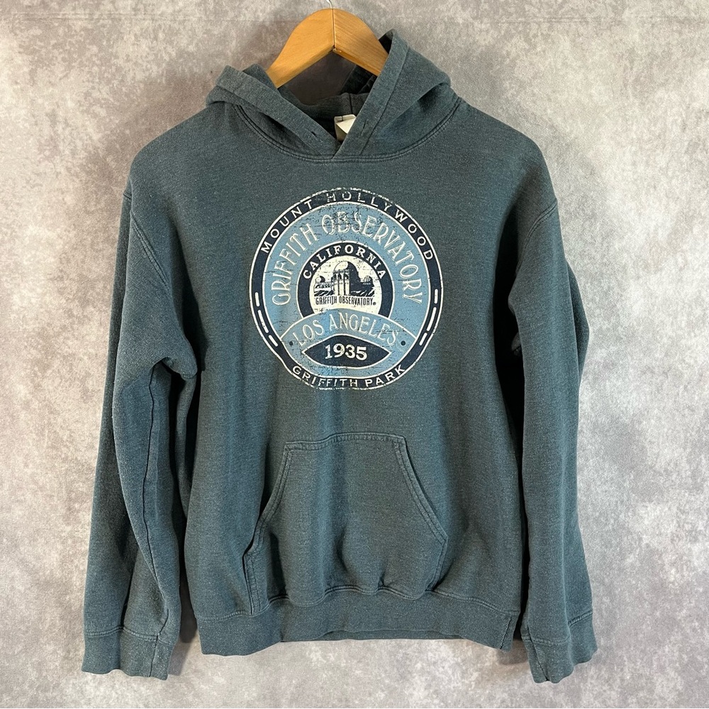 Griffith Observatory Hoodie Mens Small‎ Teal Los Angeles Hollywood Sweatshirt